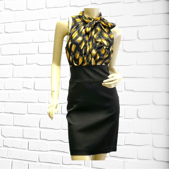 BGBG MAXAZRIA Silk Sheath Dress Ruffle Tie, Halter Top, Mid Length, Sleeveless - Picture 1 of 12